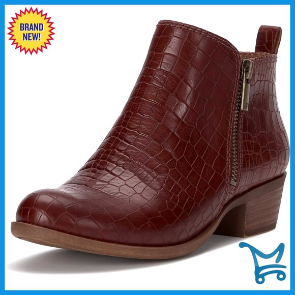 Women's Ankle Booties with Chunky Block Heel and Double Zippers